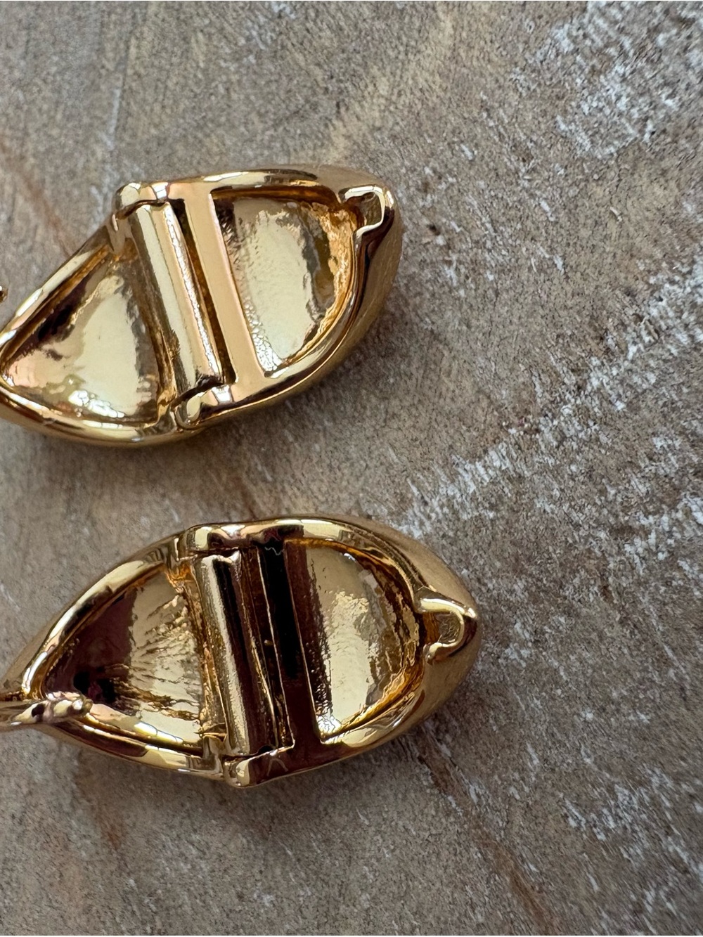 Chunky Gold-Tone Huggie Hoop Earrings | Small Dome Hoops - Picture 6 of 9